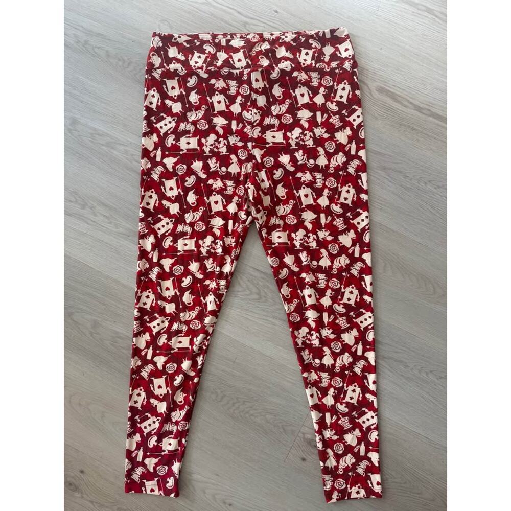 LuLaRoe TC2 Tall Curvy 2 18-24 Disney’s Alice in Wonderland Red Print Leggings